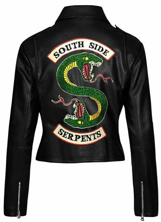 Women Black Leather Jacket Southside Serpent  